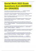 Social Work 2023 Exam Questions And ANSWERS (A+ GRADED)