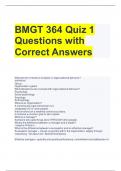 BMGT 364 Quiz 1 Questions with Correct Answers 