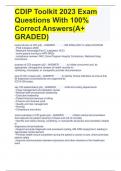 CDIP Toolkit 2023 Exam Questions With 100% Correct Answers(A+ GRADED)