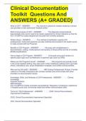 Clinical Documentation     Toolkit  Questions And ANSWERS (A+ GRADED)