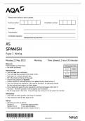 AQA AS Spanish Paper 2 Writing - Question Paper 2023