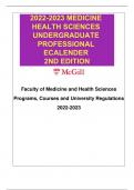2022-2023 MEDICINE HEALTH SCIENCES UNDERGRADUATE PROFESSIONAL ECALENDER 2ND EDITION