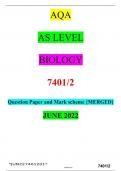 BUNDLE FOR AQA AS LEVEL BIOLOGY 7401 PAPER 1 AND 2 Question Paper and Mark scheme {MERGED} JUNE 2022
