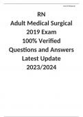 RN  Adult Medical Surgical 2019 Exam  100% Verified Questions and Answers Latest Update 2023/2024