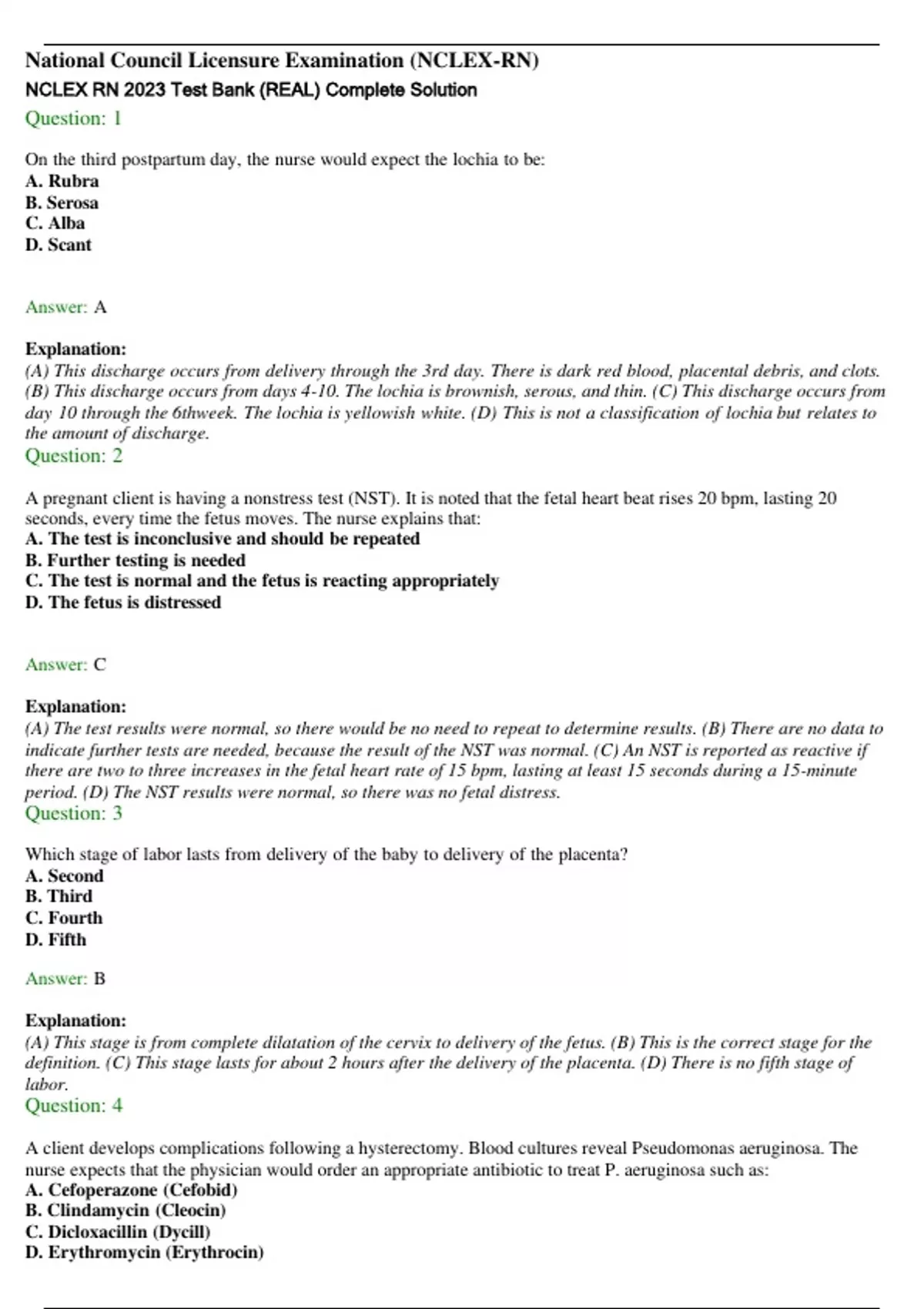 NCLEX RN 2023 Test Bank (REAL) Complete Solution NCLEX RN Stuvia US