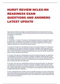 HURST REVIEW NCLEX-RN  READINESS EXAM  QUESTIONS AND ANSWERS  LATEST UPDATE