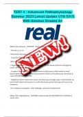 TEST 3 - Advanced Pathophysiology Summer 2023 Latest Update UTA 5315 With Solution Graded A&plus;