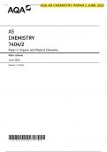 AQA AS CHEMISTRY 7404&sol;1 and 7404&sol;2Paper 1 & 2 Inorganic&sol;organic and Physical Chemistry  Mark scheme June 2022