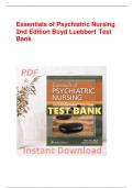 NURS 1000 Essentials of Psychiatric Nursing 2nd Edition Boyd Luebbert Test Bank