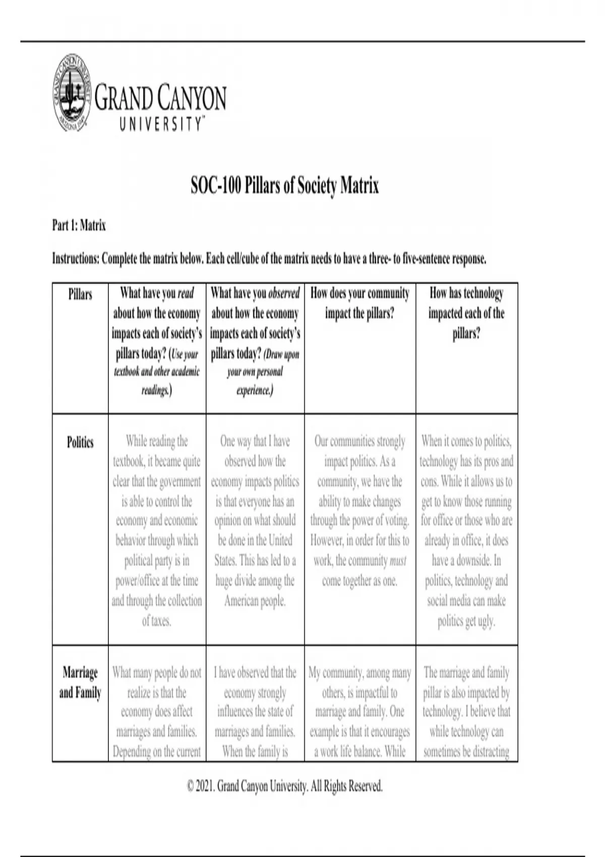 Pillars of Society Matrix SOC 100 (SOC100) Stuvia US