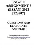 ENG2611 Assignment 3 (Essay) Answers 2023 (properly referenced)
