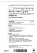 Unit 1 Engineering Principles Exam 2019 January with the Official Mark Scheme