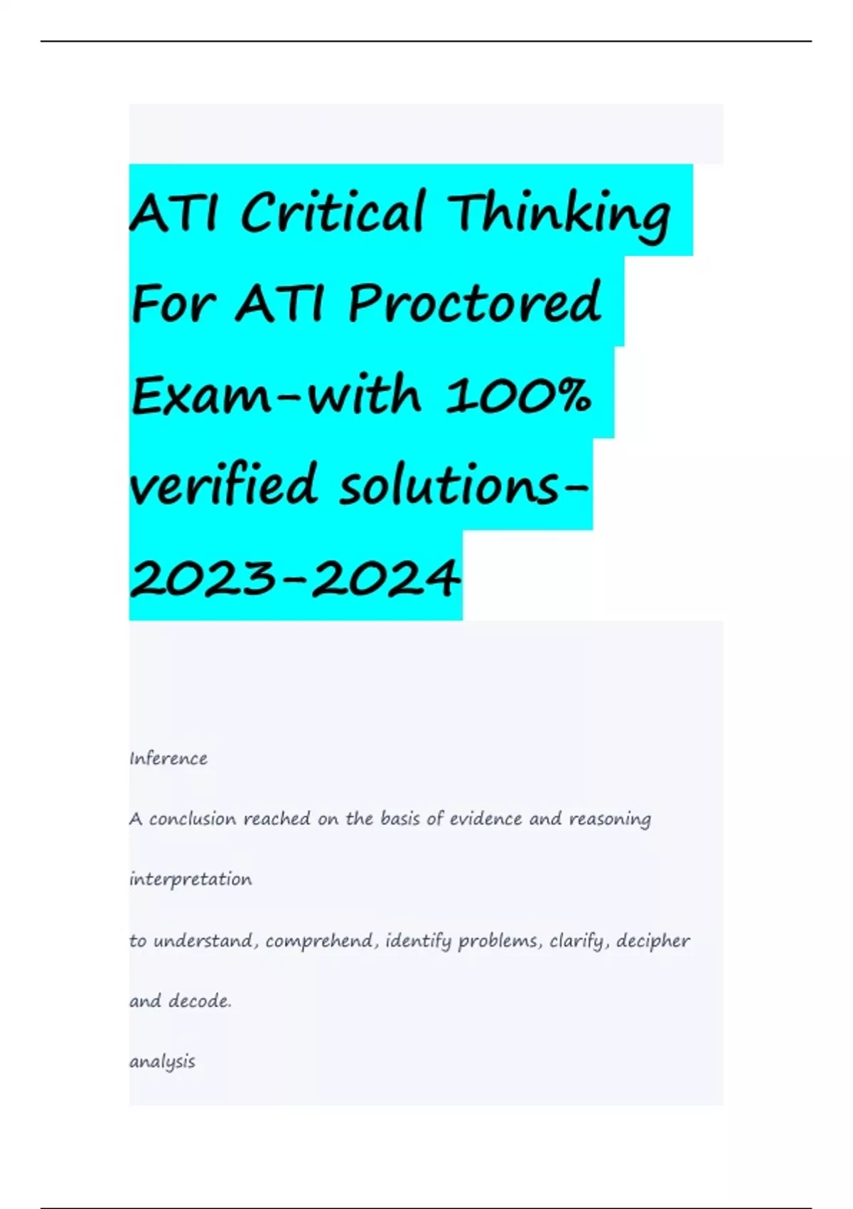 ati proctored critical thinking assessment