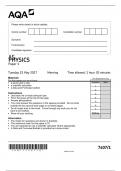 AQA EXAM PHYSICS PAPER1 2017 &lpar;AS LEVEL&rpar;