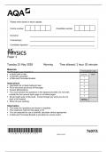 AQA EXAM PHYSIC PAPER 1 2018&lpar;AS LEVEL&rpar;