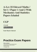 A-Lev El Edexcel Maths / Set 1 / Paper 1 And 2 With Mechanics And Statistics Papers Icluded