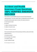 Accident and Health Insurance Exam Questions 100&percnt; VERIFIED ANSWERS 2023&sol;2024