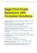 Sage Final Exam Questions with Complete Solutions