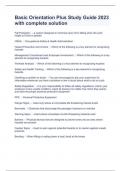 Basic Orientation Plus Study Guide 2023 with complete solution