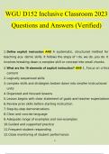 WGU D152 Inclusive Classroom 2023 Questions and Answers (Verified)