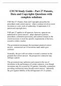 CFCM Study Guide - Part 27 Patents, Data and Copyrights Questions with complete solutions
