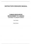 Human Resources Management in Canada, 14e Gary Dessler, Nita Chhinzer, Nina Cole (Instructor Manual)