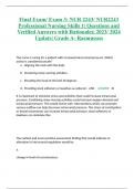 Final Exam/ Exam 3: NUR 2243/ NUR2243 Professional Nursing Skills 1| Questions and Verified Answers with Rationales| 2023/ 2024 Update| Grade A- Rasmussen