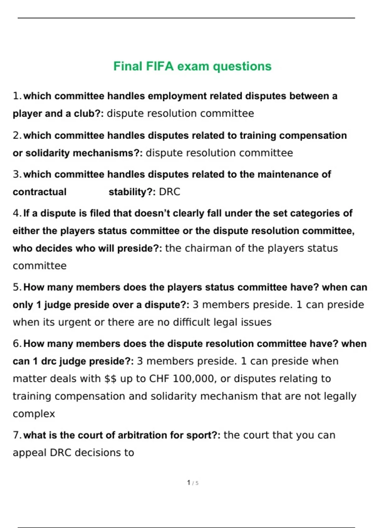 FIFA Final exam questions and answers 2023 with complete solution ...