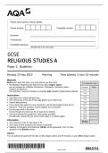 AQA GCSE MAY 2023 RELIGIOUS STUDIES A 8062 PAPER 1 BUDDHISM