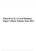 Edexcel GCE A Level Business (9BS0) Paper 3 Mark Scheme June 2022