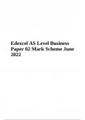 Edexcel AS Level Business Paper 02 Mark Scheme June 2022