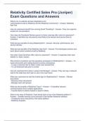 Relativity Certified Sales Pro &lpar;Juniper&rpar; Exam Questions and Answers