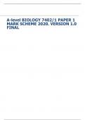 A-level BIOLOGY 7402/1 PAPER 1 MARK SCHEME 2020. VERSION 1.0 FINAL