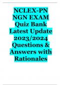 NCLEX-PN NGN EXAM  Quiz Bank  Latest Update 2023/2024 Questions & Answers with Rationales