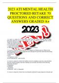 2023 ATI MENTAL HEALTH PROCTORED RETAKE 70 QUESTIONS AND CORRECT ANSWERS GRADED A&plus;