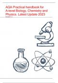AQA Practical handbook for A-level Biology, Chemistry and Physics. Latest Update 2023  	Version 1.3