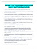 Missouri Real Estate Exam&colon;Contracts and Agency And Financing&lpar; Solved&rpar;