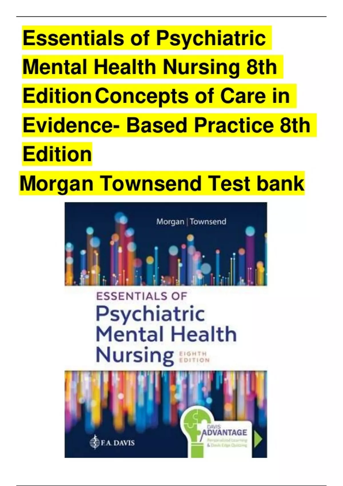 Essentials of Psychiatric Mental Health Nursing 8th Edition Concepts of ...
