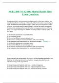NUR 2488&sol; NUR2488&colon; Mental Health Final Exam Questions 
