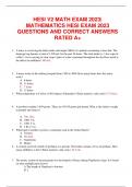 HESI V2 MATH EXAM 2023&vert; MATHEMATICS HESI EXAM 2023 QUESTIONS AND CORRECT ANSWERS RATED A&plus;