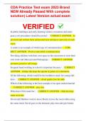CDA Practice Test exam 2023 Brand NEW Already Passed With complete solution&vert; Latest Version actual exam