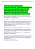 ATI - Safe Dosage, Medication Administration Test - Dosage Calculation and Safe Medication Administration 3.0, ATI: Oral Medications Test, Injectable Meds, Dosages by Weight, ATI Parenteral (IV) Medications Test (Questions And Answers) 