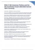 WGU C 963 American Politics and the US Constitution Exam 2022&sol;2023 Solved 100&percnt; Correctly