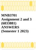 MNB3701 Assignment 2 and 3 (6833881) ANSWERS (Semester 1 2023) 