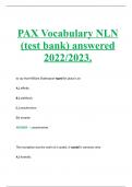PAX Vocabulary NLN (test bank) answered 2022/2023.
