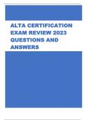 ALTA CERTIFICATION  EXAM REVIEW 2023  QUESTIONS AND  ANSWERS