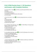 D & S STNA Practice Exam 1 | 87 Questions and Answers Graded A
