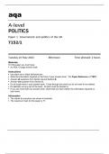 aqa A-level POLITICS Paper 1 - Government and politics of the UK (7152/1) May 2023 Question Paper.
