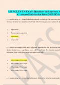 ATI NCLEX RN EXAM Questions and Answers Attained Grade A&plus; Assured Satisfaction latest 2023-2024 update 