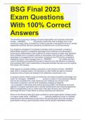BSG Final 2023 Exam Questions With 100% Correct Answers